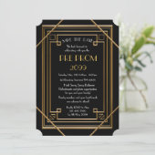 Pre-PromJunior, Great Gatsby, Gold, Black Save The Date (Stehend Vorderseite)