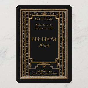 Pre PromJunior, Great Gatsby, Gold, schwarz Save The Date