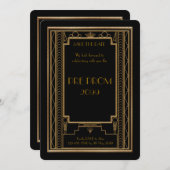 Pre PromJunior, Great Gatsby, Gold, schwarz Save The Date (Vorne/Hinten)