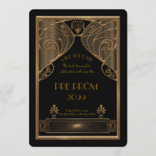 Pre PromJunior, Great Gatsby, Gold, schwarz Save The Date
