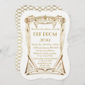 Pre PromJunior, Great Gatsby, Gold, Weiß, Klammer Save The Date (Vorne/Hinten)