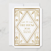 Pre-PromJunior, Great Gatsby, Gold, weiß Save The Date (Vorderseite)