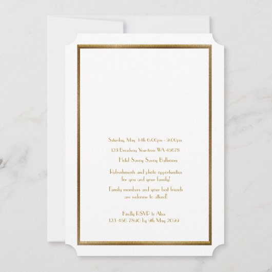 Pre-PromJunior, Great Gatsby, Gold, weiß Save The Date (Rückseite)