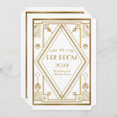 Pre-PromJunior, Great Gatsby, Gold, weiß Save The Date (Vorne/Hinten)