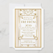 Pre-PromJunior, Great Gatsby, Gold, weiß Save The Date (Vorderseite)