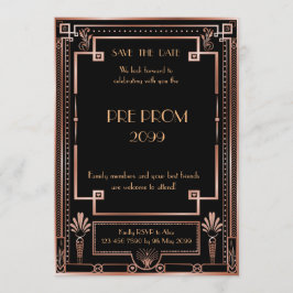 Pre-PromJunior, Great Gatsby, Pink Gold, schwarz Save The Date