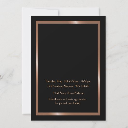 Pre-PromJunior, Great Gatsby, Pink Gold, schwarz Save The Date (Rückseite)