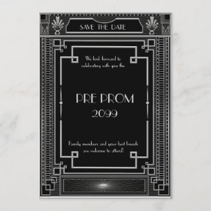 Pre-PromJunior, Great Gatsby, Silver, Black Save The Date