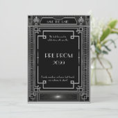 Pre-PromJunior, Great Gatsby, Silver, Black Save The Date (Stehend Vorderseite)
