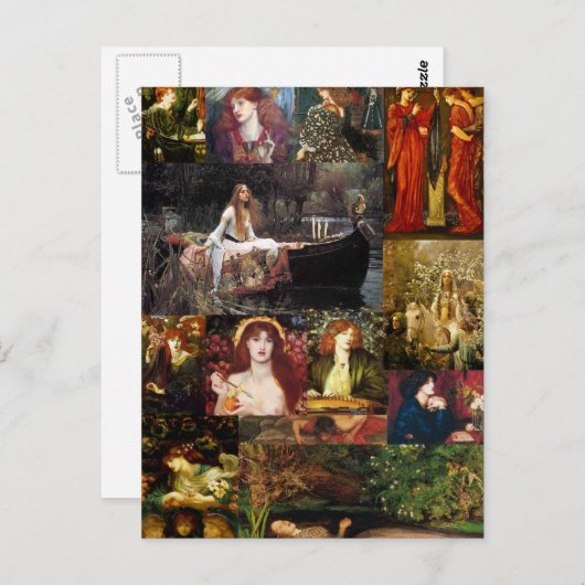 Pre-Raphaelite Collage Postkarte (Vorne/Hinten)