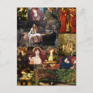 Pre-Raphaelite Collage Postkarte