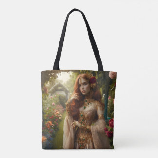 Pre-Raphaelite Gilded Woman 2 in Garden Tasche