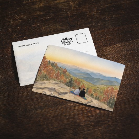 Preacher Rock North Georgia Wasserfarbe Postkarte