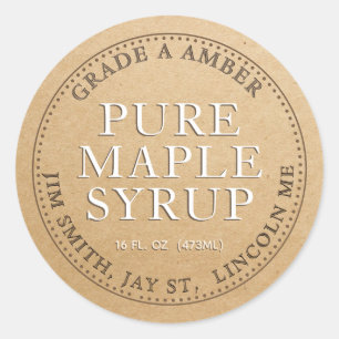 Precalculated Maple Syrup Product Label (Kraft) Runder Aufkleber