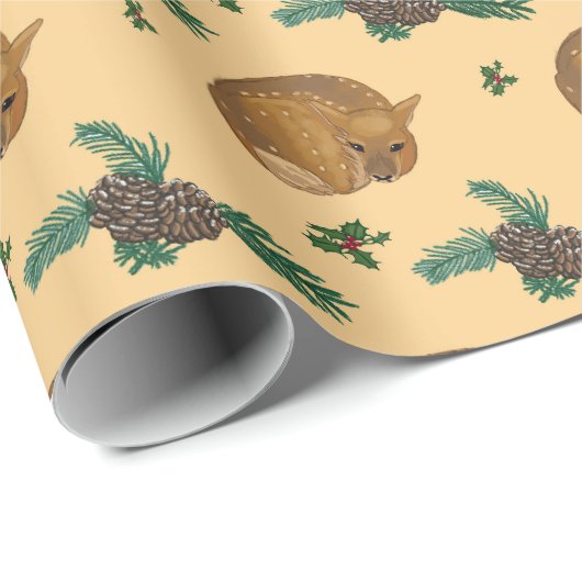Precioso cervatillo con ramas delicadas de bosque geschenkpapier (Rolleneckpunkt)