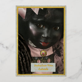 Precious Black Doll Foil Greeting Card Folien Feiertagskarte