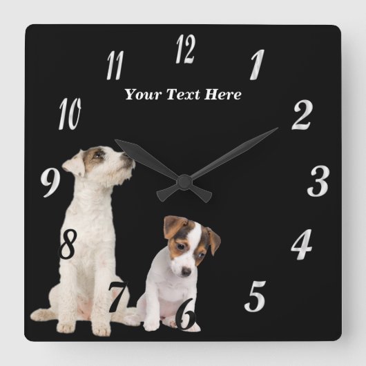 Precious Jack Russell Terrier Puppies Wall Clock Quadratische Wanduhr (Vorderseite)