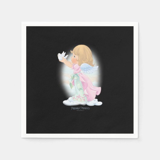 Precious Moments Christmas Cute Angel and Dove Pre Serviette (Vorderseite)