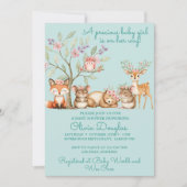 Precious Woodland Animals Baby Shower Einladung (Vorderseite)
