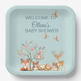 Precious Woodland Animals - Welcome to Baby Shower Pappteller