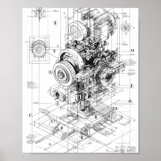 Precision Engineering Art: Modular Machine Poster (Vorne)