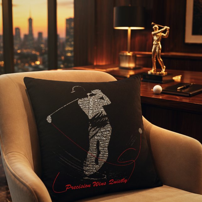 Precision siegt leise Golf Wortkunst Kissen (Von Creator hochgeladen)