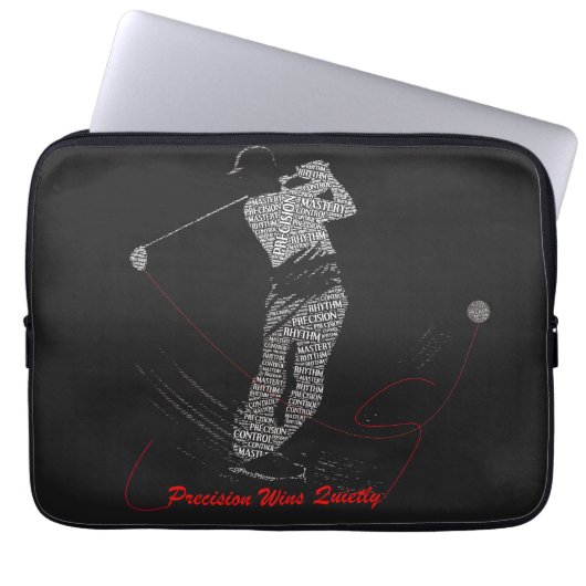 Precision siegt leise Golf Wortkunst Laptopschutzhülle (Vorderseite)