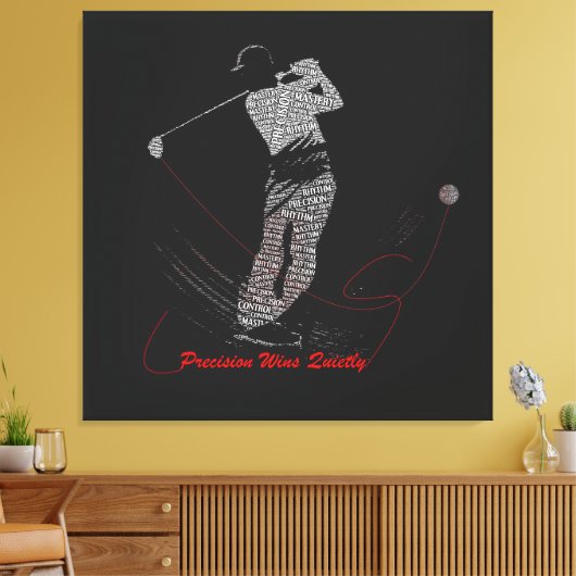 Precision siegt leise Golf-Wortkunst Leinwanddruck (Insitu (Wohnzimmer))