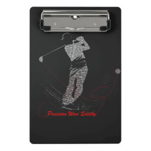 Precision siegt leise Golf Wortkunst Mini Klemmbrett