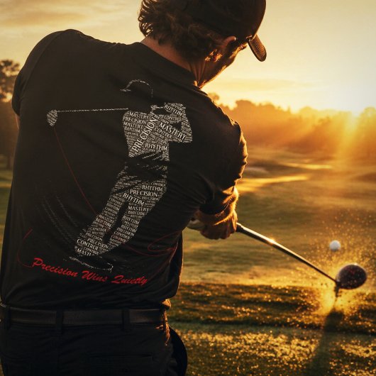Precision siegt leise Golf Wortkunst T-Shirt