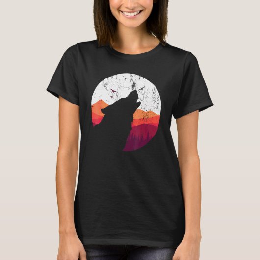 Predator Animal Howling Wolf Full Moon Wolf T-Shirt (Vorderseite)