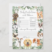 Predictions & Advice Dogs Baby Shower Game Card Einladung (Vorderseite)
