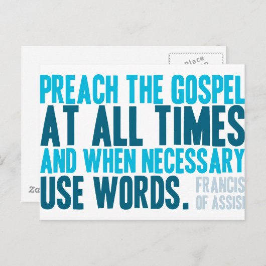 Predigen Sie das Evangelium immer Postkarte (Vorne/Hinten)