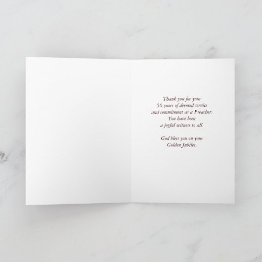 Prediger 50. Jahr der Ordination, Segen Karte (Innenseite)