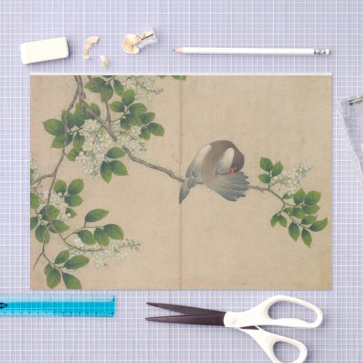 Preening Bird von Zhang Ruoai Seidenpapier (Handwerk)