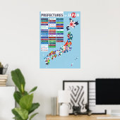 Prefecture Flag Map Japan Poster (Heimbüro)