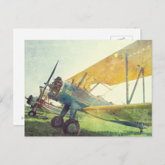 "Preflight", Vintage Biplane-Flugzeuge Postkarte (Vorne/Hinten)