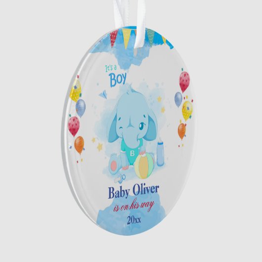 Pregante Weihnachtsschmuck Baby Boy Elephant Ornament (Vorderseite)