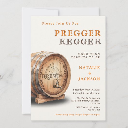 Pregger Kegger Gender Neutral Coed Baby Shower Einladung (Vorderseite)