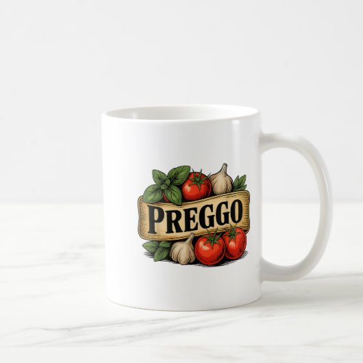 Preggo Costume Pregnancy Announcement Prego Pasta Kaffeetasse (Rechts)