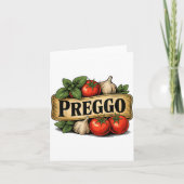 Preggo Costume Pregnancy Announcement Prego Pasta Karte (Vorderseite)