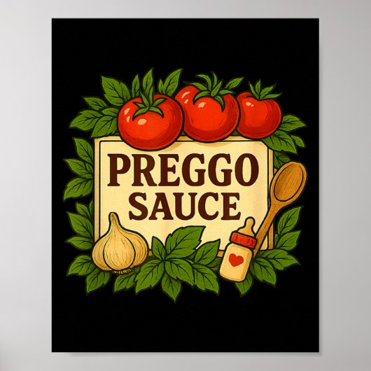 Preggo Sauce Costume Funny Pregnancy Announcement Poster (Vorne)