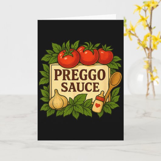 Preggo Sauce Kostüm Lustige Schwangerschaftsankünd Karte (Gelbe Blume)