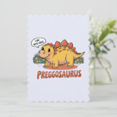 Preggosaurus Ich bin mit Kinderschwangerschaft Din Einladung (Stehend Vorderseite)