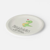 Preggosaurus Niedlich Dinosaur Babydusche Pappteller (Schrägansicht)