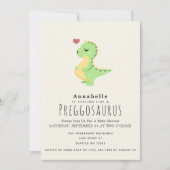 Preggosaurus Niedlich Dinosaurier Babydusche Einladung (Vorderseite)