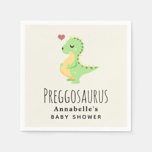 Preggosaurus Niedlich Dinosaurier Babydusche Serviette (Vorderseite)