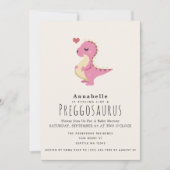 Preggosaurus Niedlich Funny Dinosaur Baby Girl Dus Einladung (Vorderseite)