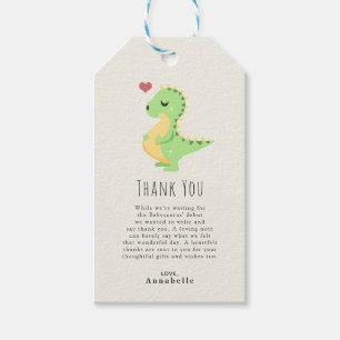 Preggosaurus Süße Dinosaurier-Baby-Party Dankeschö Geschenkanhänger