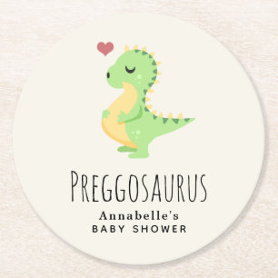 Preggosaurus Süße Dinosaurier-Baby-Party  Runder Pappuntersetzer